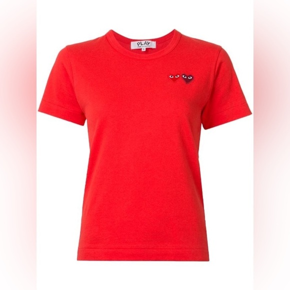 Comme des Garcons PLAY Tops - AUTHENTIC COMMES DES GARÇON crew neck short sleeve red t shirt xs